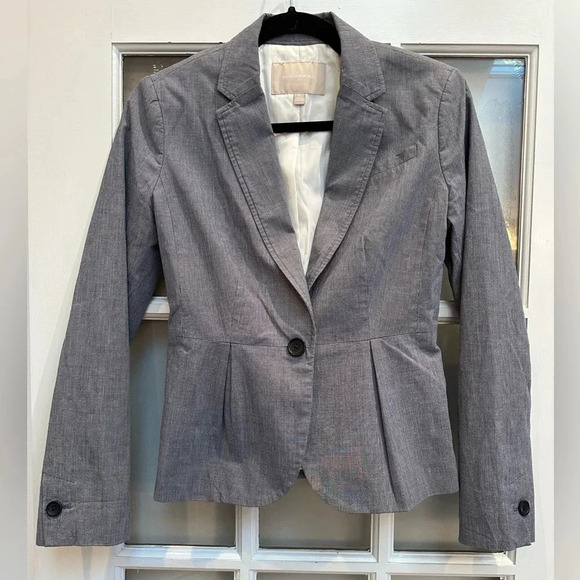 Banana Republic Blue Grey One Button Classic Blazer Jacket Size 0 XS - Picture 11 of 12